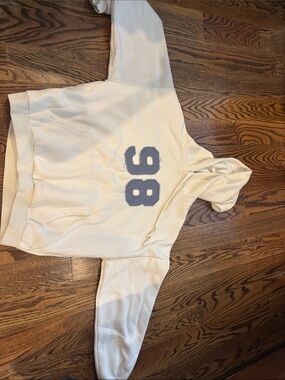 Edikted Cream Hoodie with Gray '86' Graphic